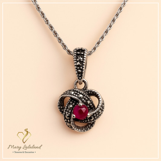 SET DE COLLAR Y ARETES MARQUESITAS EN PLATA QUEMADA